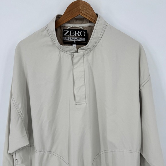 Zero Restriction Golf Outerwear Pullover Jacket Mens Large Beige Vintage - Picture 1 of 7